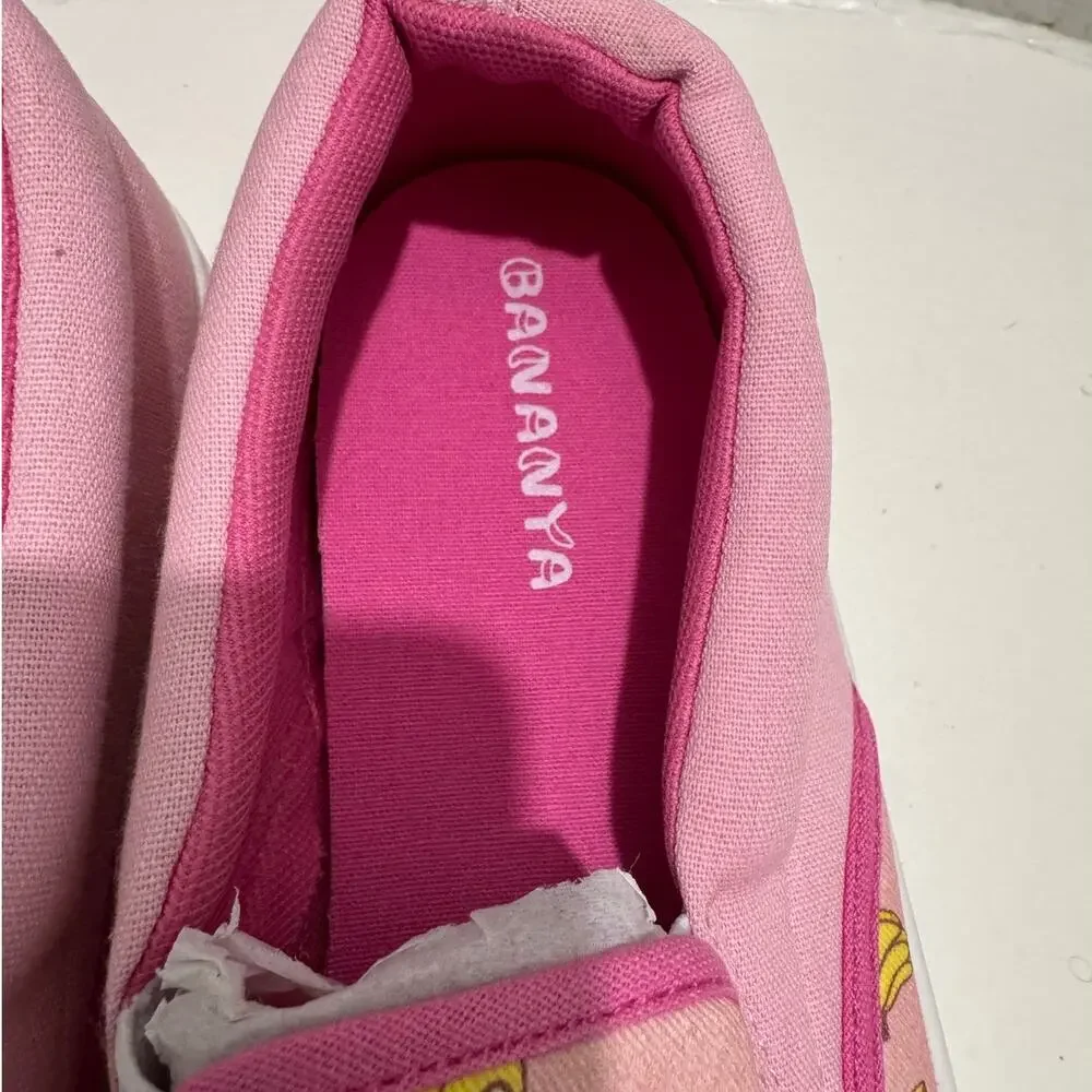 BANANYA FRIENDS Slip-on Sneakers NWT Pink Canvas Size US 10
